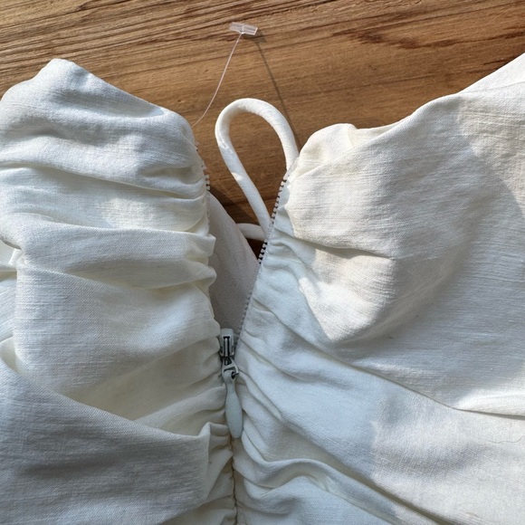 Zara White Ruffle-Strap Ruched Mini Dress - Picture 8 of 10